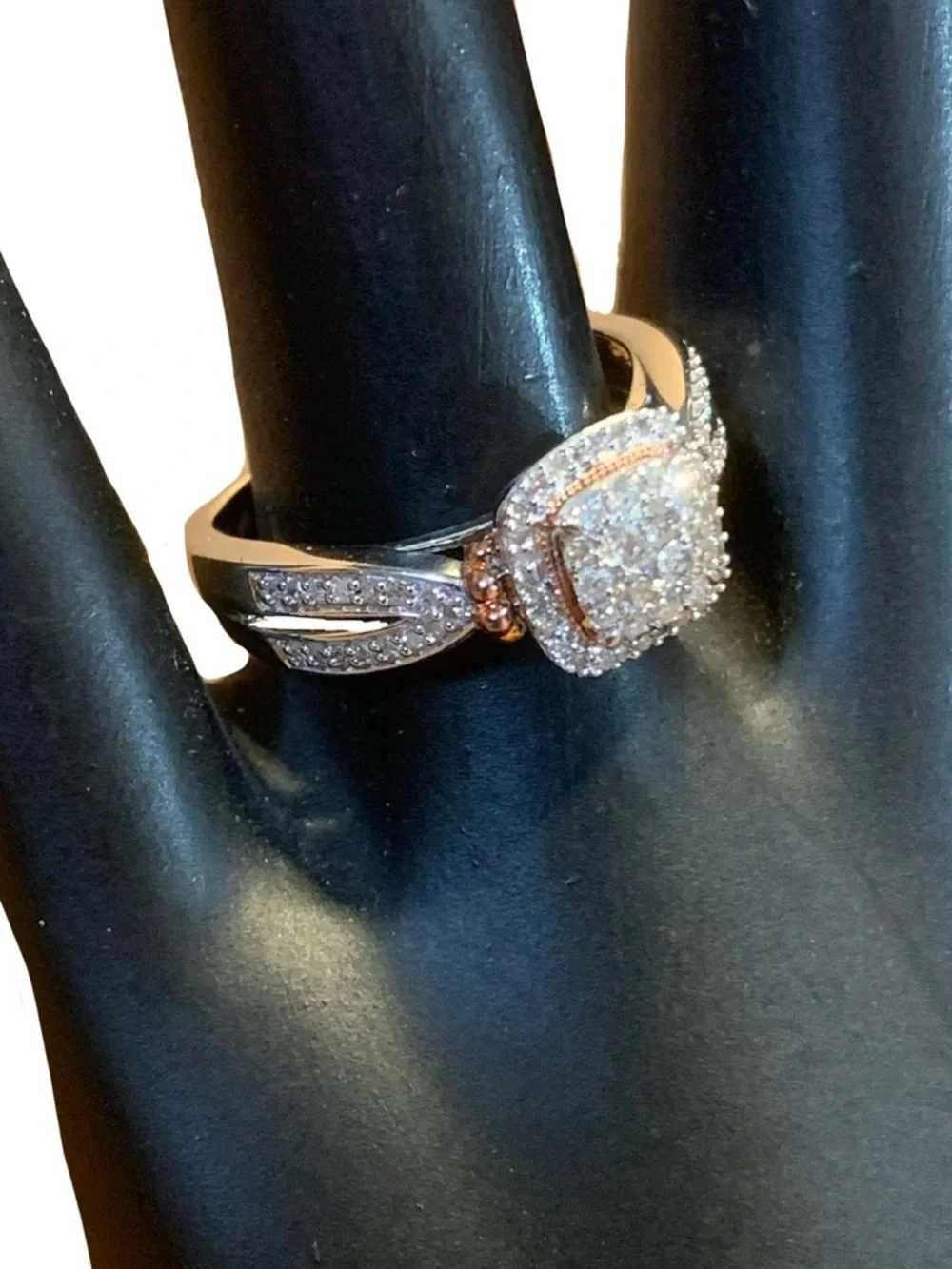 STERLING SILVER W/14K ROSE GOLD OVERLAY ACCENTS .33CTW GENUINE DIAMOND RING (7)